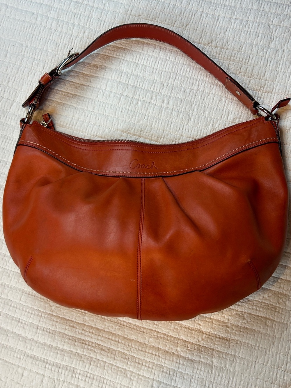 Coach F13731 Red/Orange Soho Pleated Leather Shoulder Hobo Bag Fall Autumn